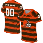 custom cleveland browns art stripe brown jersey best selling