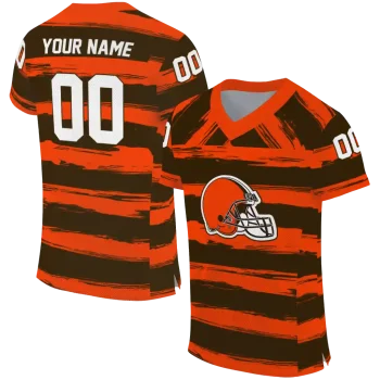 custom cleveland browns art stripe brown jersey best selling