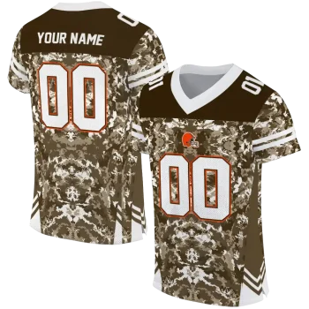 custom cleveland browns mirrored pattern brown jersey best selling