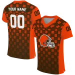 custom cleveland browns stacked rectangle brown jersey best selling