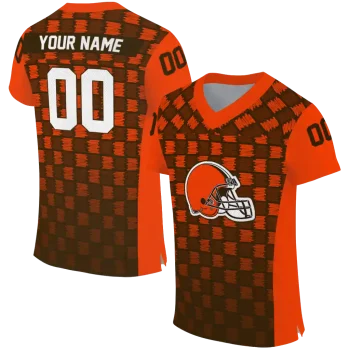 custom cleveland browns stacked rectangle brown jersey best selling