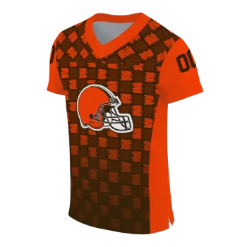 custom cleveland browns stacked rectangle brown jersey fashion forward