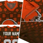 custom cleveland browns stacked rectangle brown jersey best selling