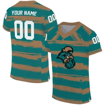 custom coastal carolina chanticleers art stripe green jersey best selling