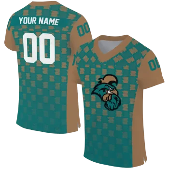 custom coastal carolina chanticleers stacked rectangle green jersey best selling