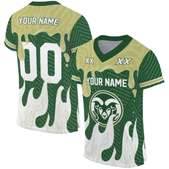 custom colorado state rams dripping flames green white jersey best selling
