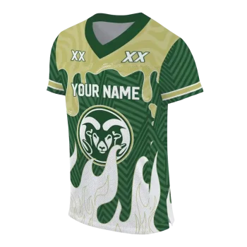 custom colorado state rams dripping flames green white jersey fashion forward
