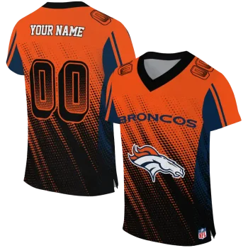 custom denver broncos halftone fade orange black jersey best selling