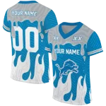custom detroit lions dripping flames blue white jersey best selling