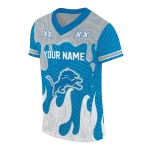 custom detroit lions dripping flames blue white jersey best selling
