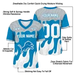 custom detroit lions dripping flames blue white jersey best selling