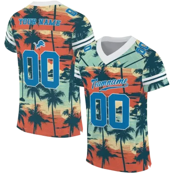custom detroit lions horizon palm sunset jersey best selling