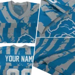 custom detroit lions stripe splatter blue jersey best selling