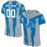 custom detroit lions striped texture blue jersey best selling