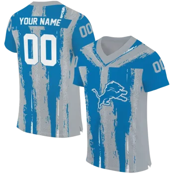 custom detroit lions striped texture blue jersey best selling