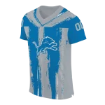 custom detroit lions striped texture blue jersey best selling