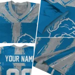 custom detroit lions striped texture blue jersey best selling