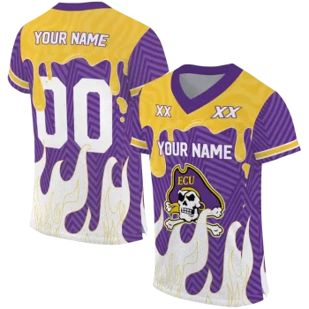 custom east carolina pirates dripping flames purple white jersey best selling