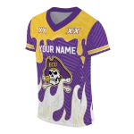 custom east carolina pirates dripping flames purple white jersey best selling