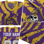 custom east carolina pirates stripe splatter purple jersey best selling