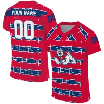 custom fresno state bulldogs layered grids red jersey best selling