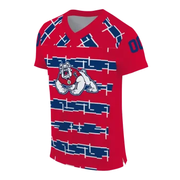 custom fresno state bulldogs layered grids red jersey fashion forward