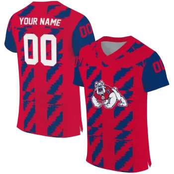 custom fresno state bulldogs stripe block red jersey best selling