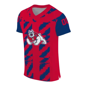custom fresno state bulldogs stripe block red jersey fashion forward