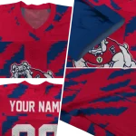 custom fresno state bulldogs stripe block red jersey best selling