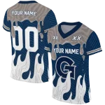 custom georgetown hoyas dripping flames blue white jersey best selling
