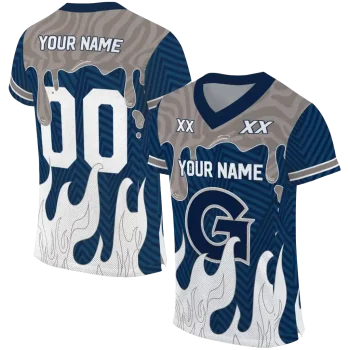 custom georgetown hoyas dripping flames blue white jersey best selling