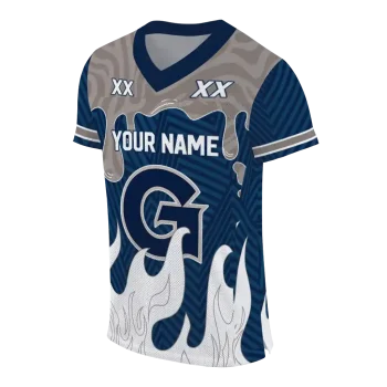 custom georgetown hoyas dripping flames blue white jersey fashion forward