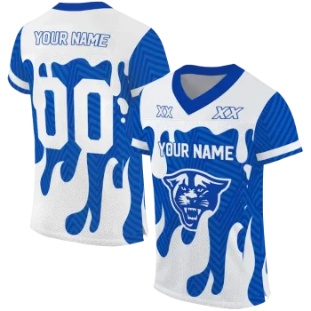 custom georgia state panthers dripping flames blue white jersey best selling