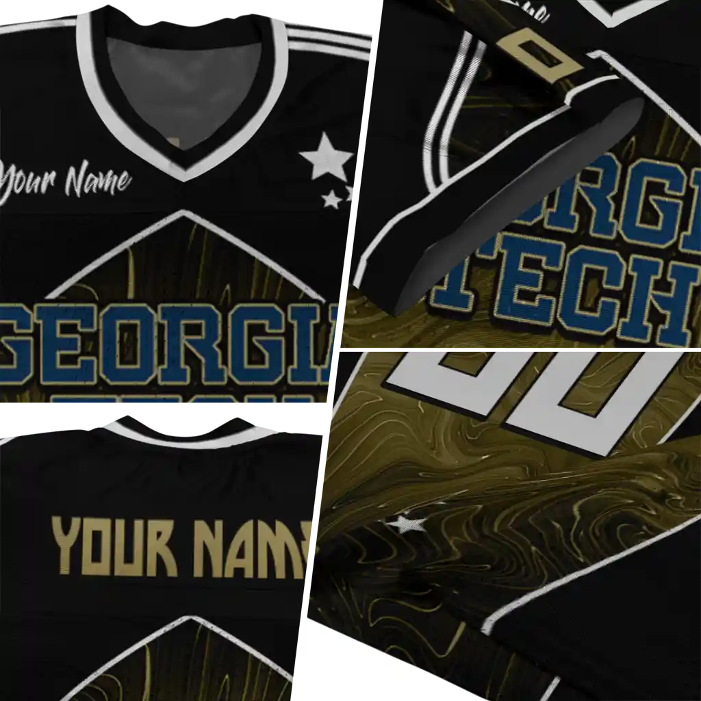 custom georgia tech yellow jackets halftone slant gold black jersey new arrival custom georgia tech yellow jackets halftone slant gold black jersey new arrival