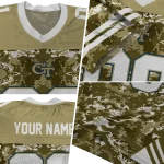 custom georgia tech yellow jackets mirrored pattern gold jersey best selling