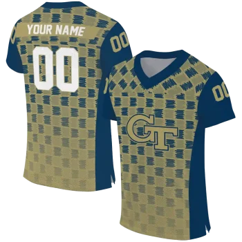 custom georgia tech yellow jackets stacked rectangle gold jersey best selling