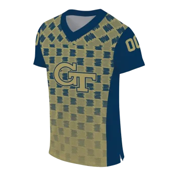 custom georgia tech yellow jackets stacked rectangle gold jersey fashion forward