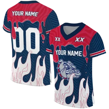 custom gonzaga bulldogs dripping flames blue white jersey best selling