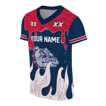 custom gonzaga bulldogs dripping flames blue white jersey fashion forward