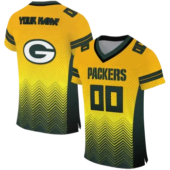 custom green bay packers halftone sweep gold black jersey best selling
