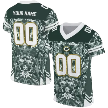 custom green bay packers mirrored pattern green jersey best selling