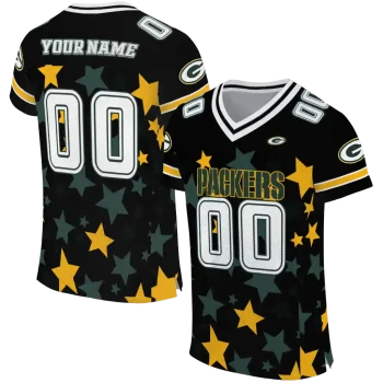 custom green bay packers star cluster black jersey best selling