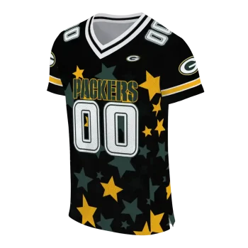 custom green bay packers star cluster black jersey fashion forward