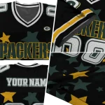custom green bay packers star cluster black jersey best selling