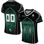 custom hawaii rainbow warriors halftone slant green black jersey best selling