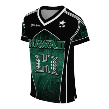 custom hawaii rainbow warriors halftone slant green black jersey fashion forward