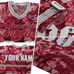 custom houston cougars camouflage abstract red jersey best selling