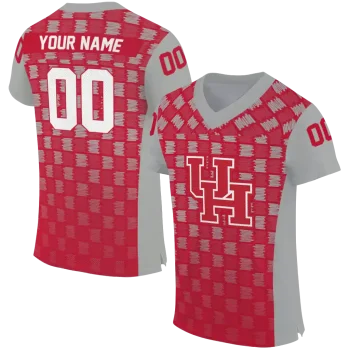 custom houston cougars stacked rectangle red jersey best selling