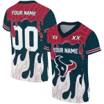 custom houston texans dripping flames blue white jersey best selling