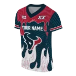 custom houston texans dripping flames blue white jersey best selling